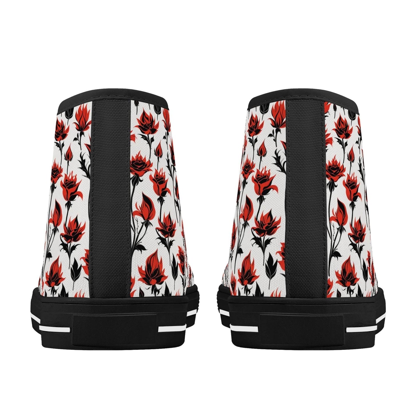 Floral Fire Women's High Top Canvas Shoes - DeRose Seasonal