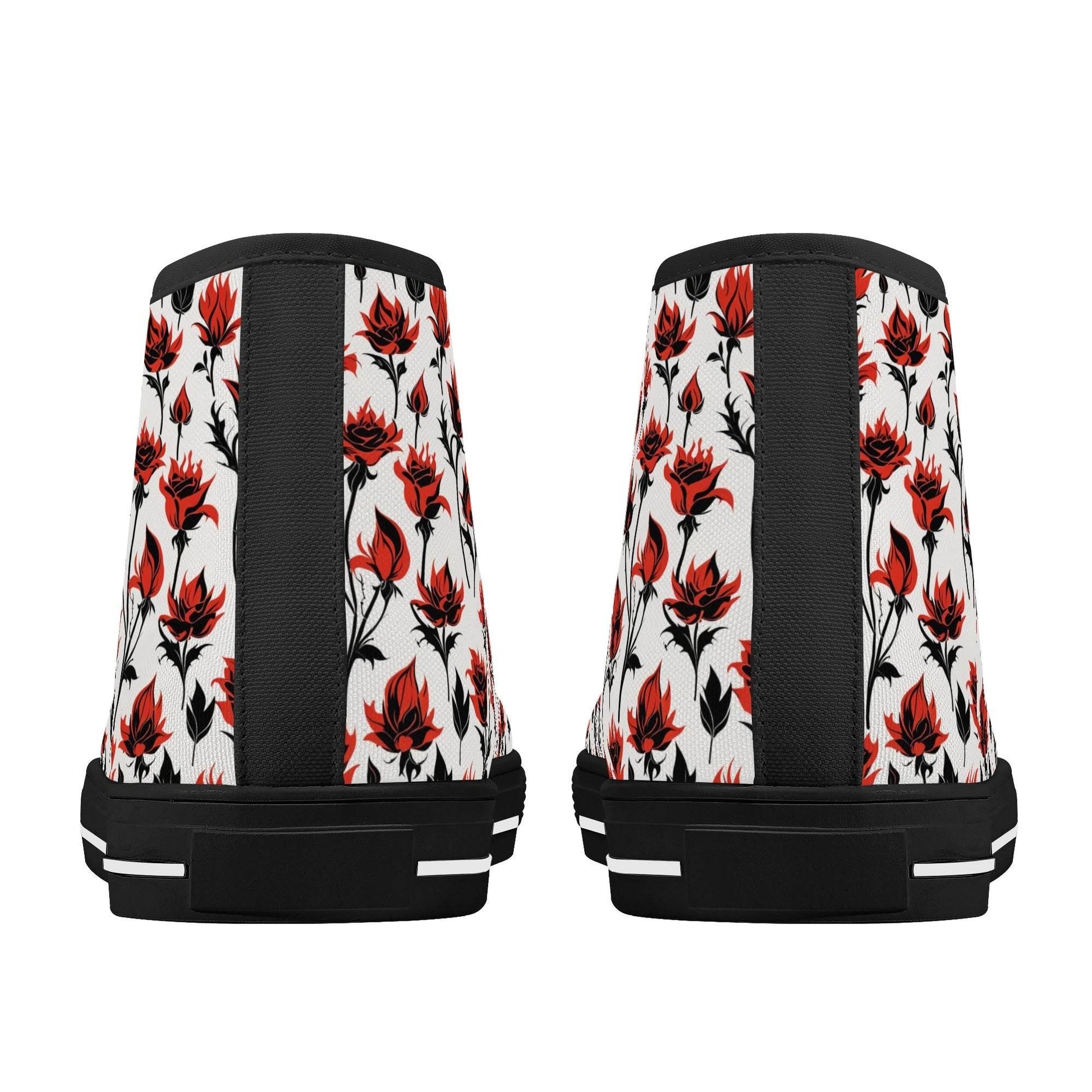 Floral Fire Women's High Top Canvas Shoes - DeRose Seasonal