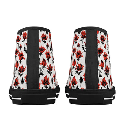 Floral Fire Women's High Top Canvas Shoes - DeRose Seasonal