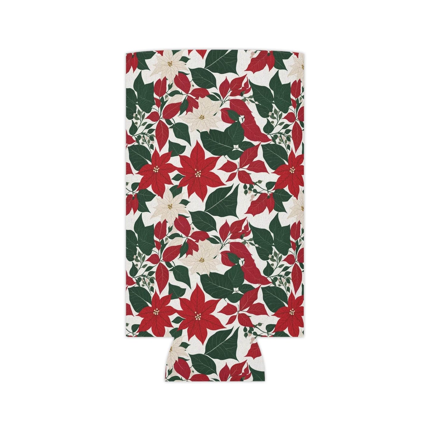 Red and White Poinsettia Can Cooler BOGO 50% Off - DeRose Seasonal