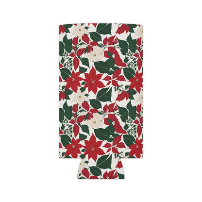 Red and White Poinsettia Can Cooler BOGO 50% Off - DeRose Seasonal