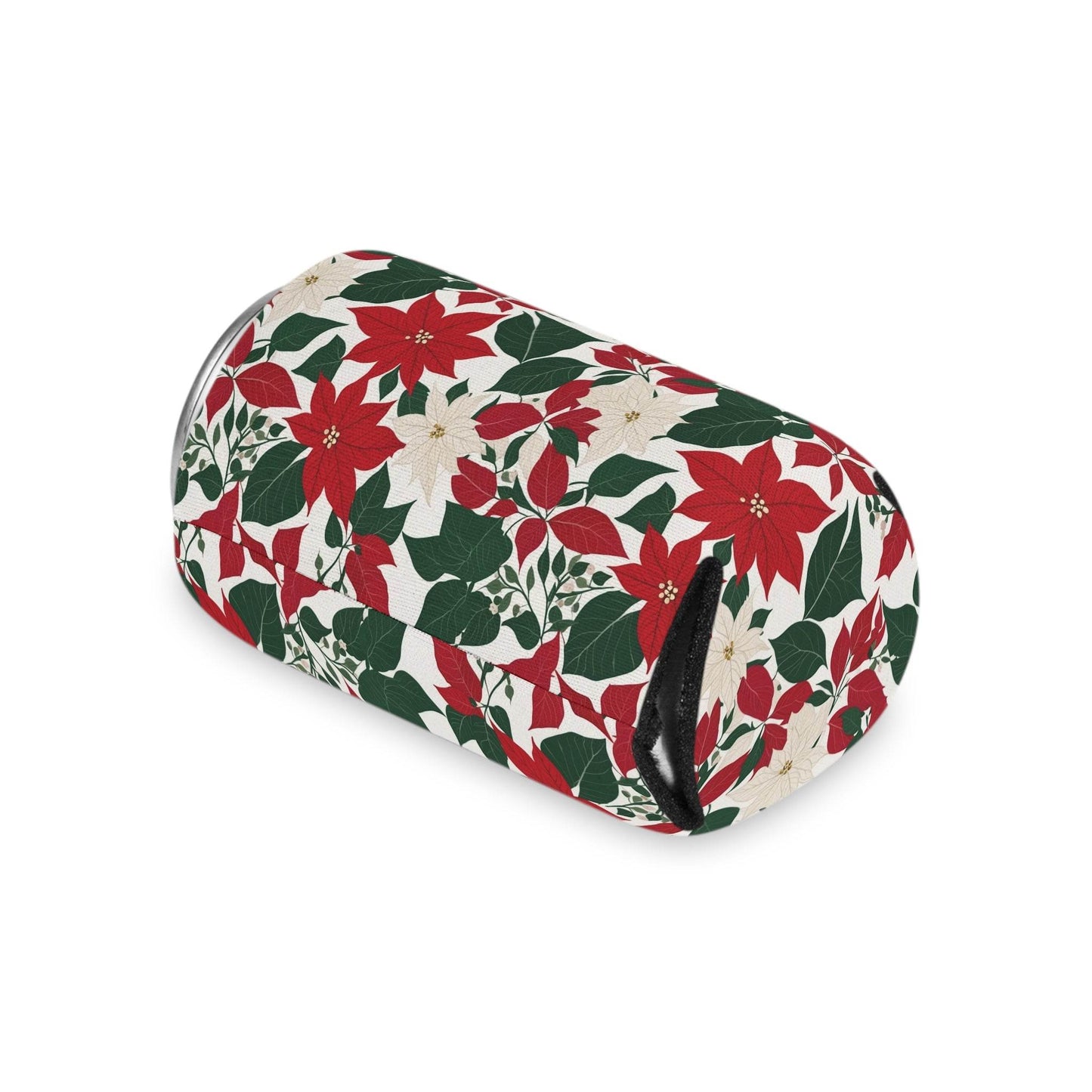 Red and White Poinsettia Can Cooler BOGO 50% Off - DeRose Seasonal