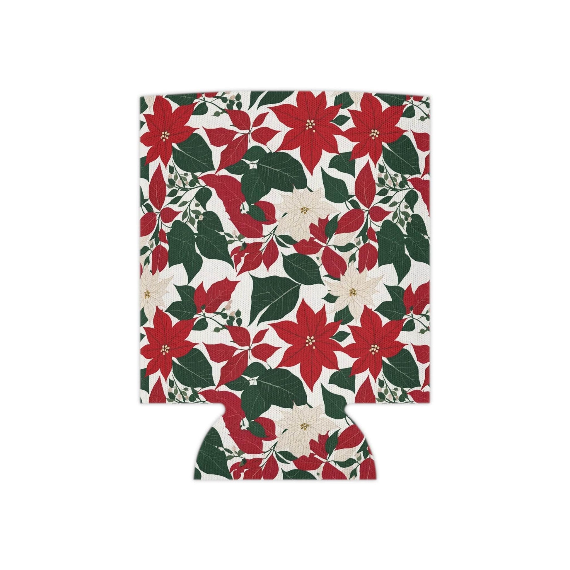 Red and White Poinsettia Can Cooler BOGO 50% Off - DeRose Seasonal