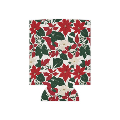 Red and White Poinsettia Can Cooler BOGO 50% Off - DeRose Seasonal