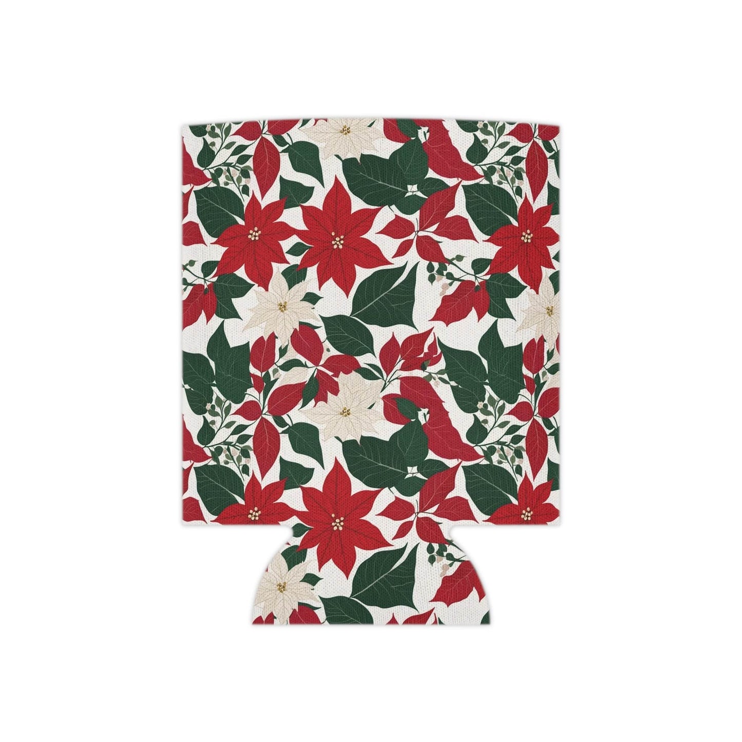 Red and White Poinsettia Can Cooler BOGO 50% Off - DeRose Seasonal