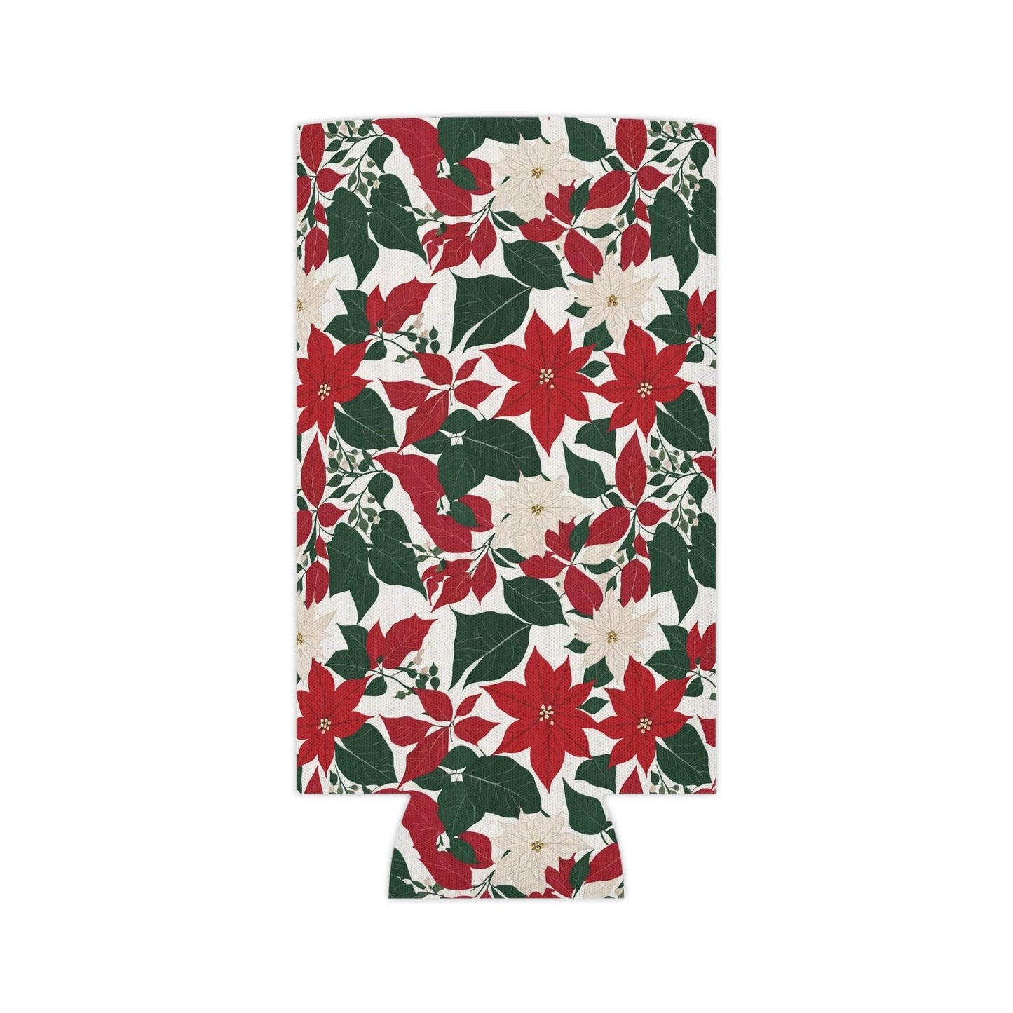 Red and White Poinsettia Can Cooler BOGO 50% Off - DeRose Seasonal