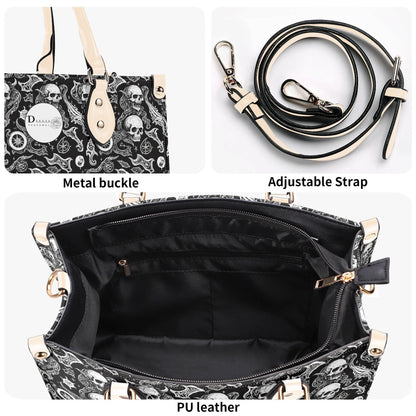 Flying Skulls Luxury Women's Leather Handbag (3 sizes) - DeRose Seasonal