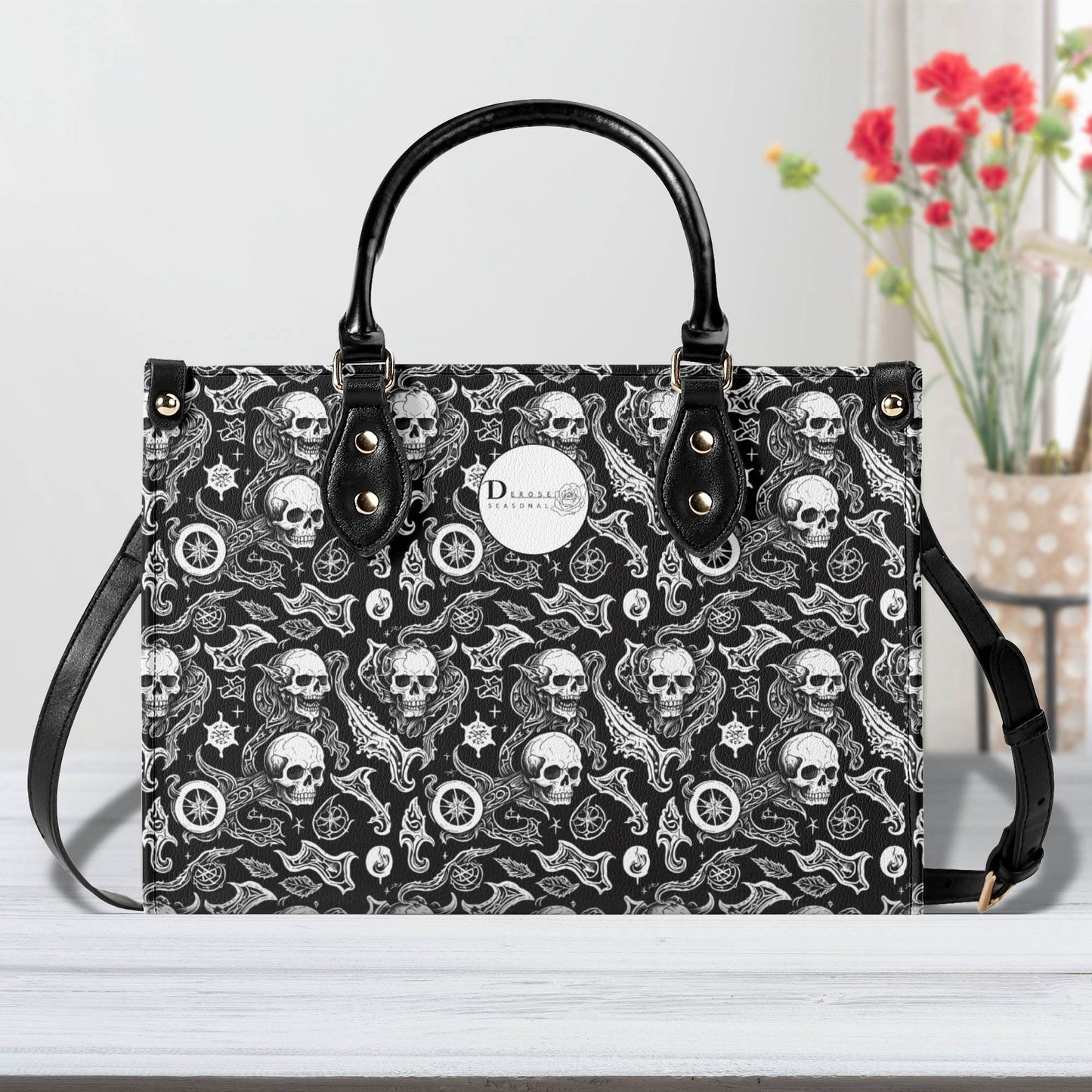 Flying Skulls Luxury Women's Leather Handbag (3 sizes) - DeRose Seasonal