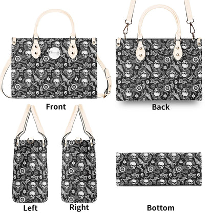 Flying Skulls Luxury Women's Leather Handbag (3 sizes) - DeRose Seasonal