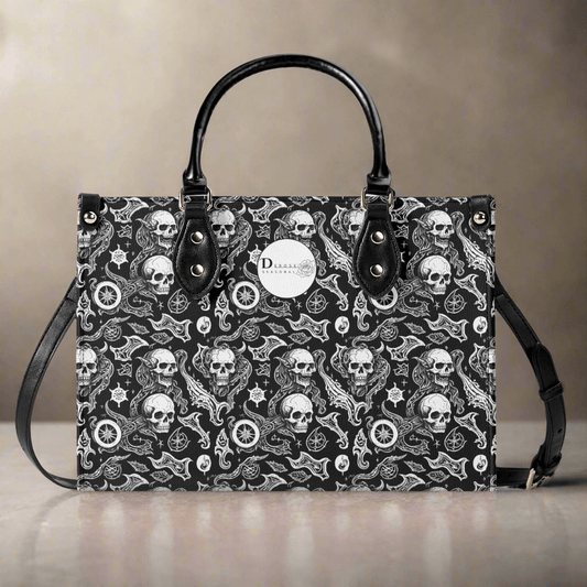 Flying Skulls Luxury Women's Leather Handbag (3 sizes) - DeRose Seasonal