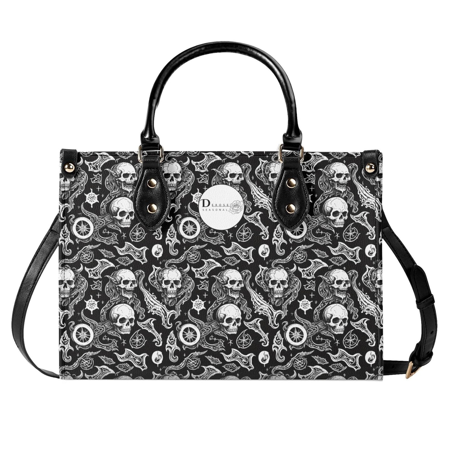 Flying Skulls Luxury Women's Leather Handbag (3 sizes) - DeRose Seasonal