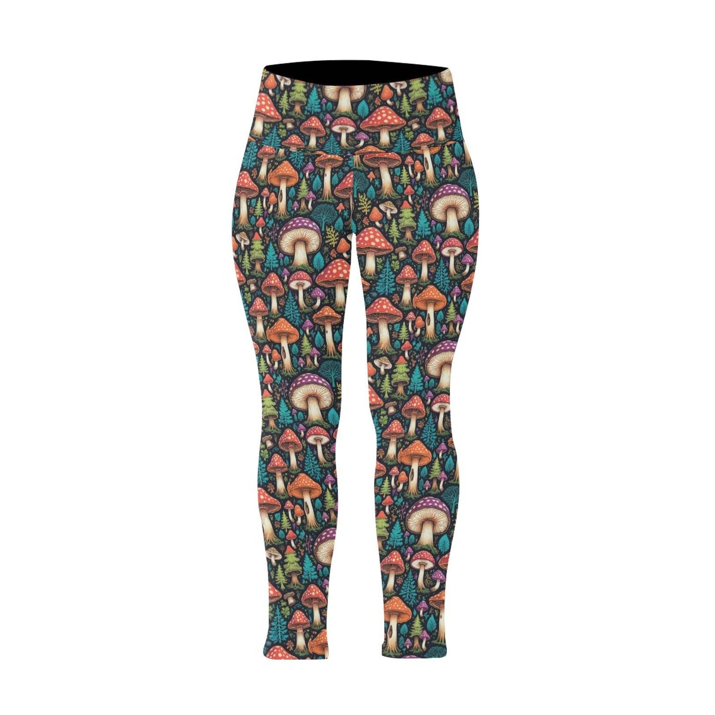 Forest Shrooms Women's Plus Size High Waited Leggings Women's High Waist Leggings(Plus Size)(ModelL45) - DeRose Seasonal