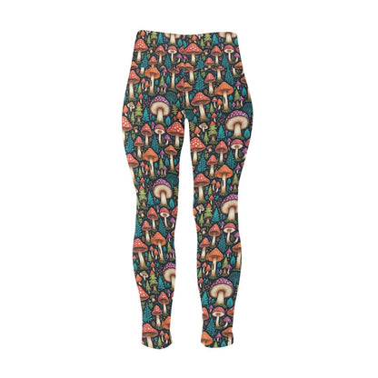 Forest Shrooms Women's Plus Size High Waited Leggings Women's High Waist Leggings(Plus Size)(ModelL45) - DeRose Seasonal