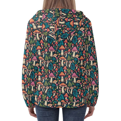 Forest Shrooms Women's Lightweight Pullover Hoodie Sweatshirt - DeRose Seasonal