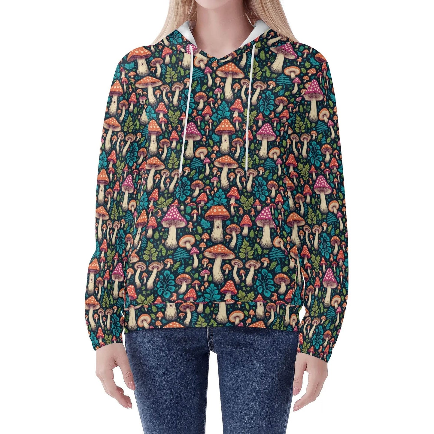 Forest Shrooms Women's Lightweight Pullover Hoodie Sweatshirt - DeRose Seasonal