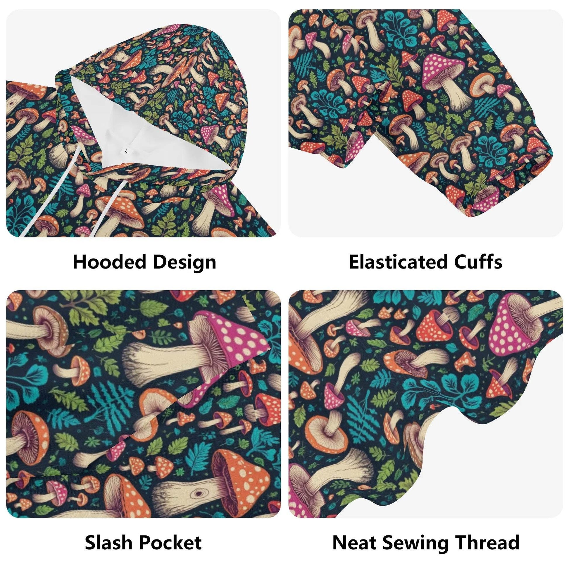 Forest Shrooms Women's Lightweight Pullover Hoodie Sweatshirt - DeRose Seasonal