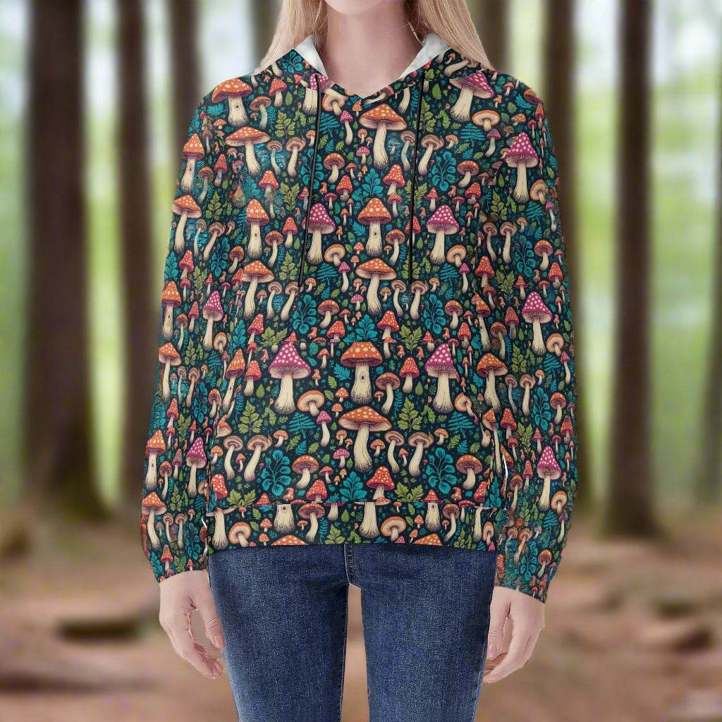 Forest Shrooms Women's Lightweight Pullover Hoodie Sweatshirt - DeRose Seasonal