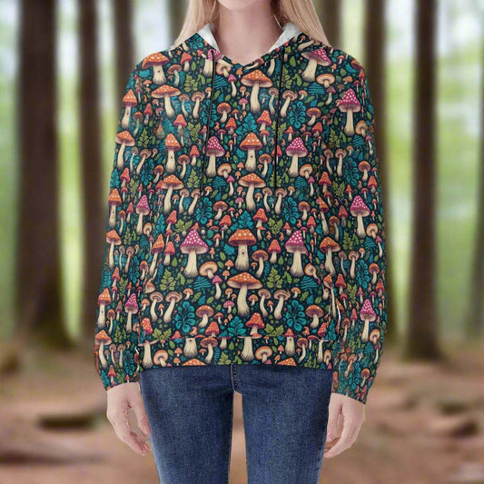 Forest Shrooms Women's Lightweight Pullover Hoodie Sweatshirt - DeRose Seasonal