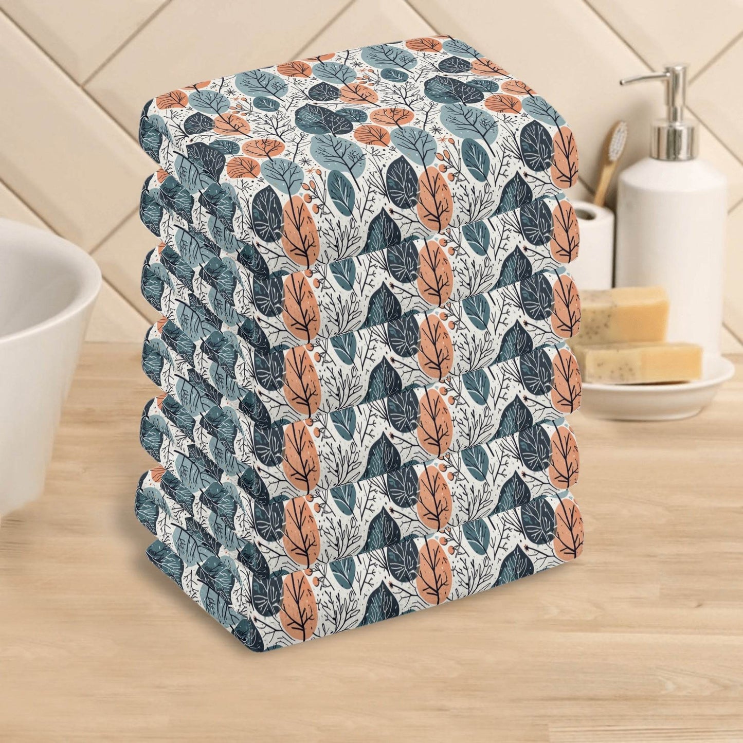 Freezing Leaves Hand Towels (6 Pcs) - DeRose Seasonal