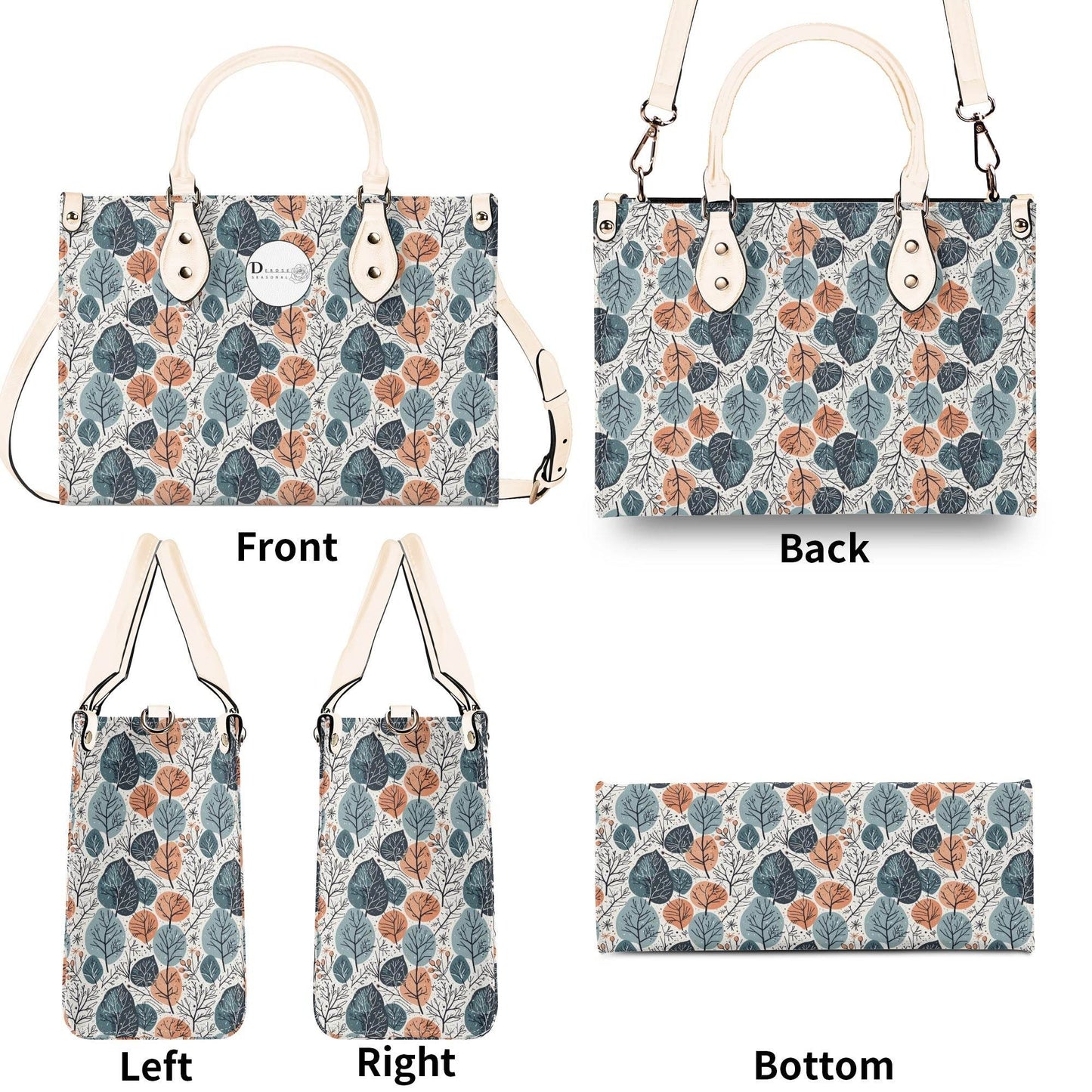 Freezing Leaves Luxury Women Leather Handbag (3 sizes) - DeRose Seasonal