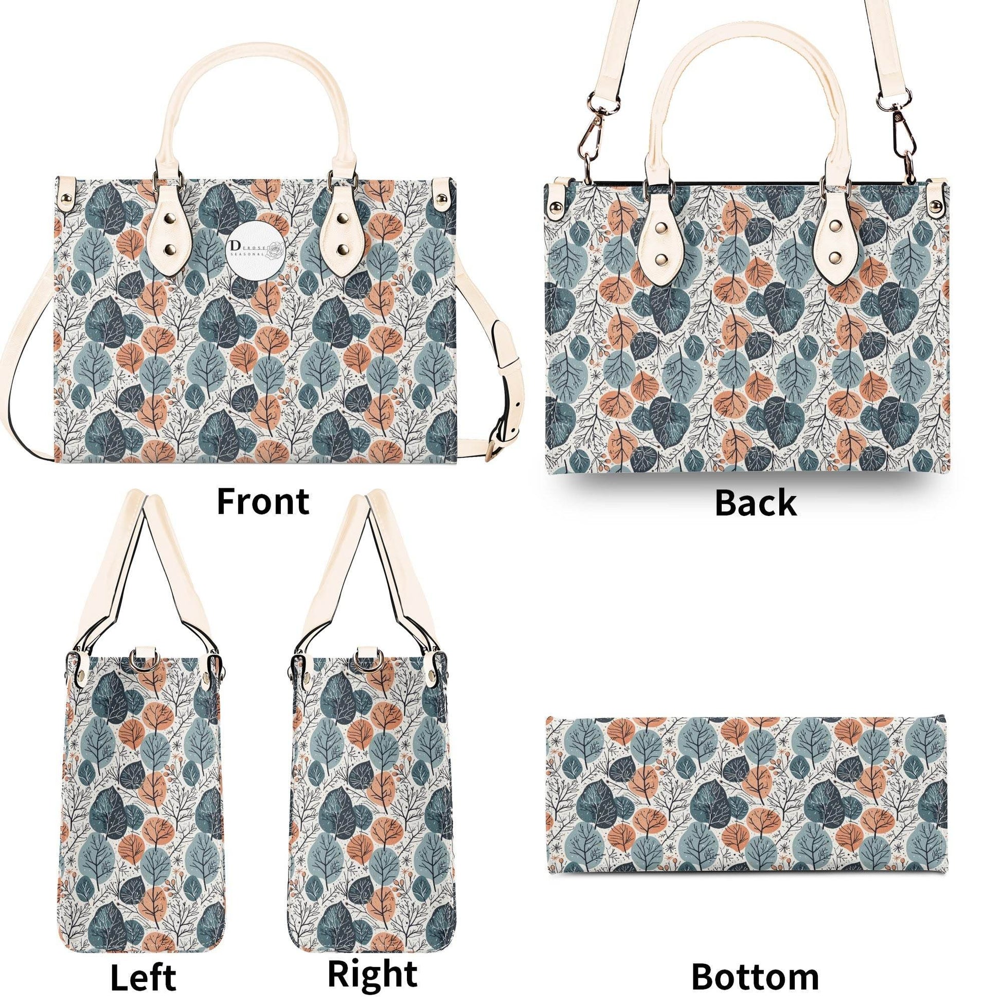Freezing Leaves Luxury Women Leather Handbag (3 sizes) - DeRose Seasonal