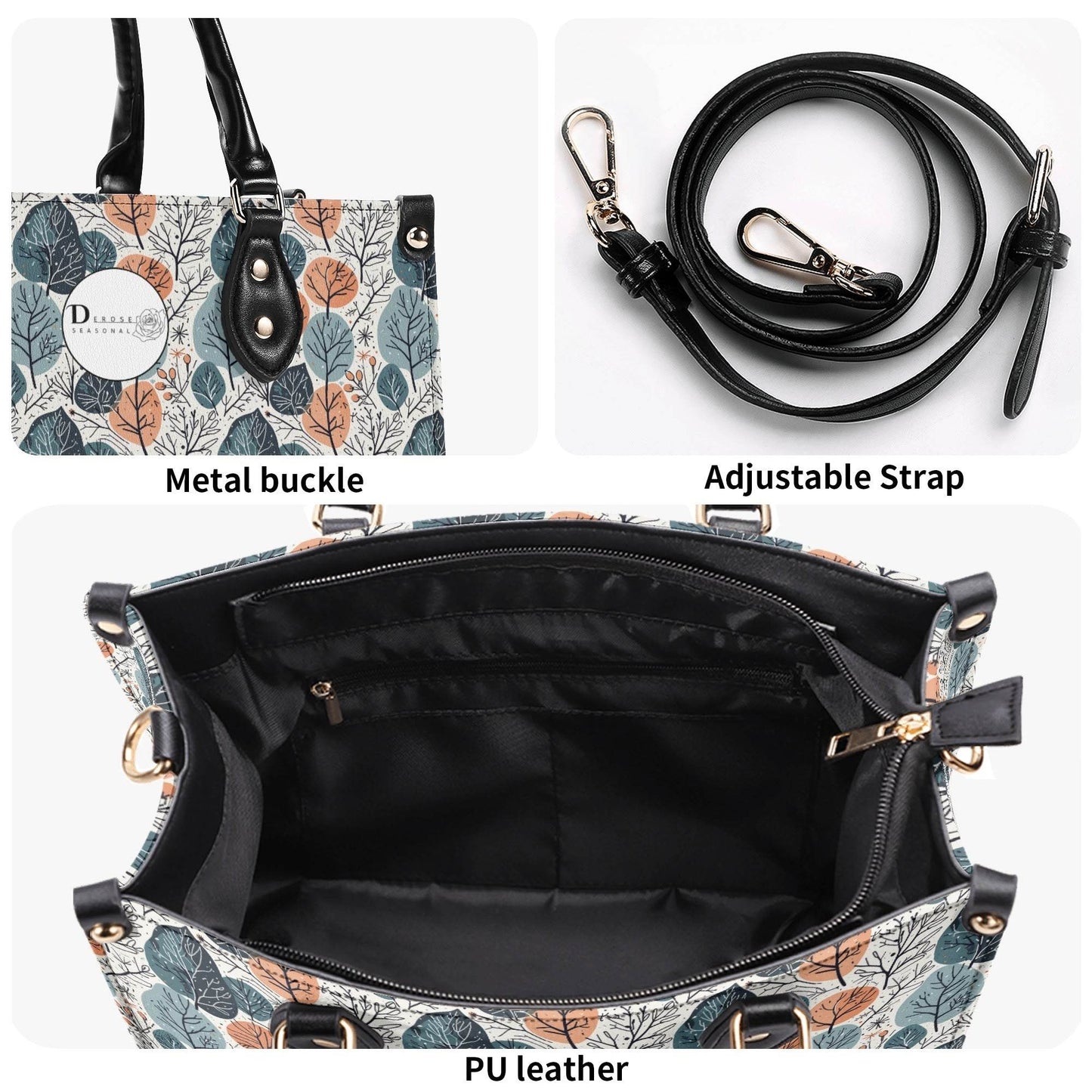 Freezing Leaves Luxury Women Leather Handbag (3 sizes) - DeRose Seasonal