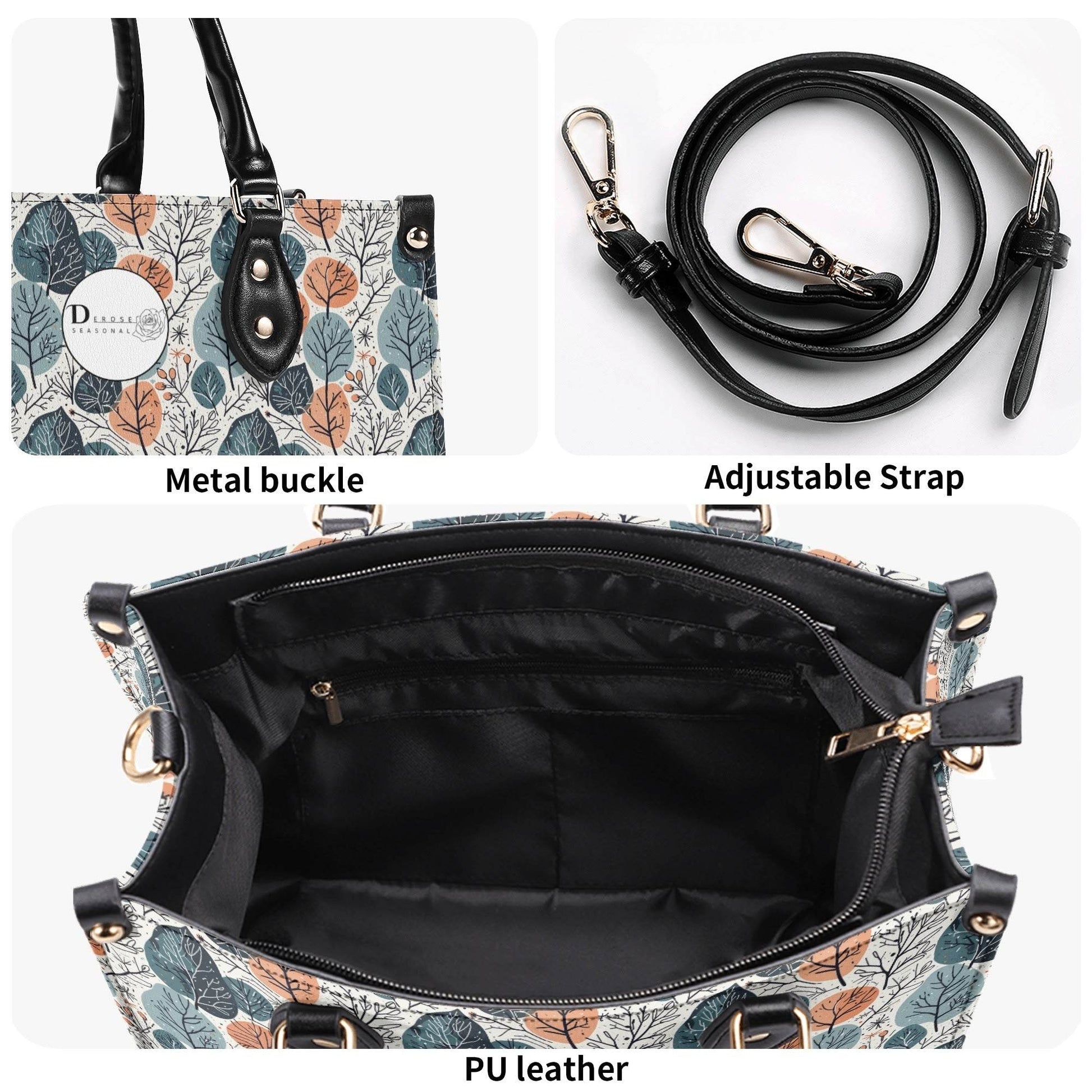Freezing Leaves Luxury Women Leather Handbag (3 sizes) - DeRose Seasonal