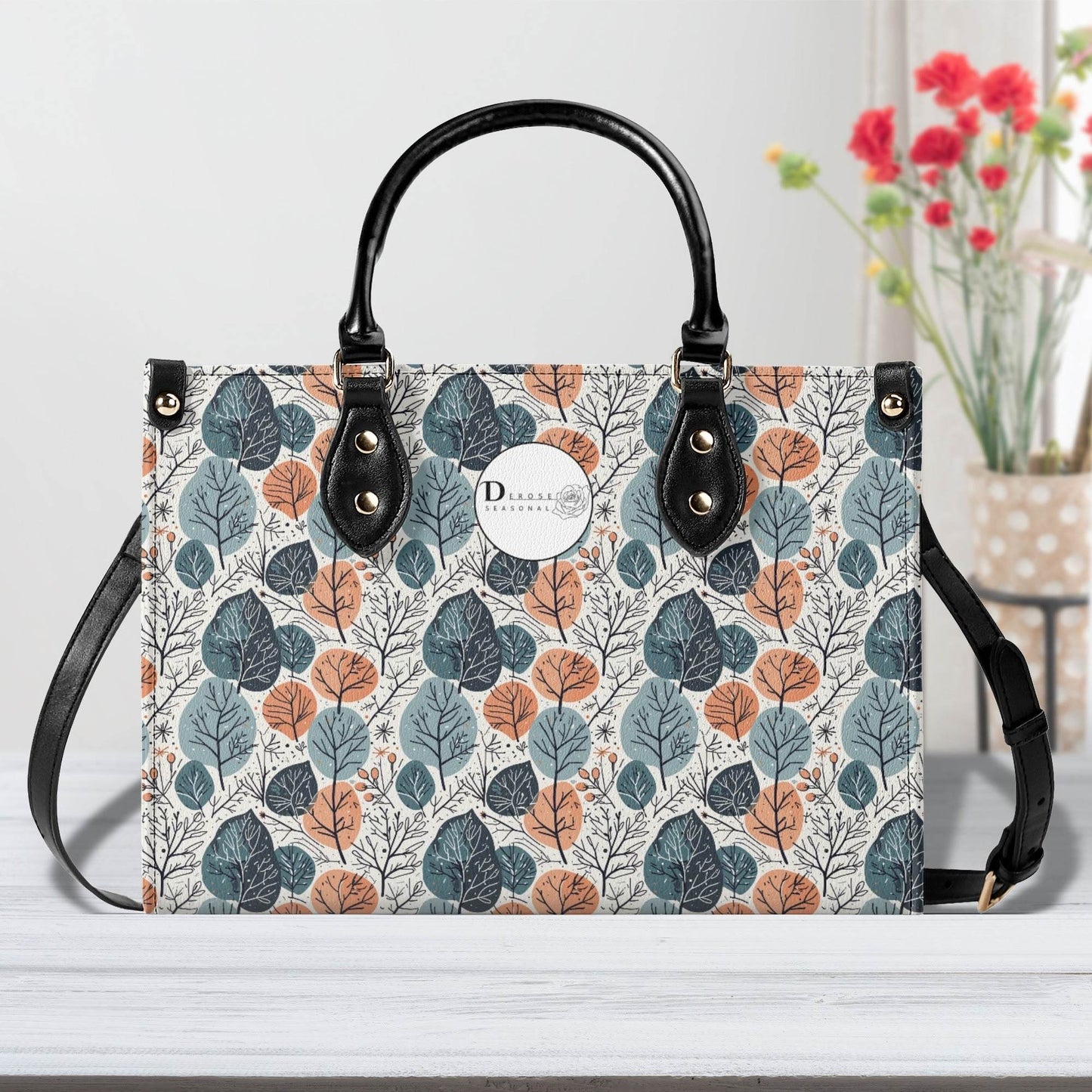 Freezing Leaves Luxury Women Leather Handbag (3 sizes) - DeRose Seasonal