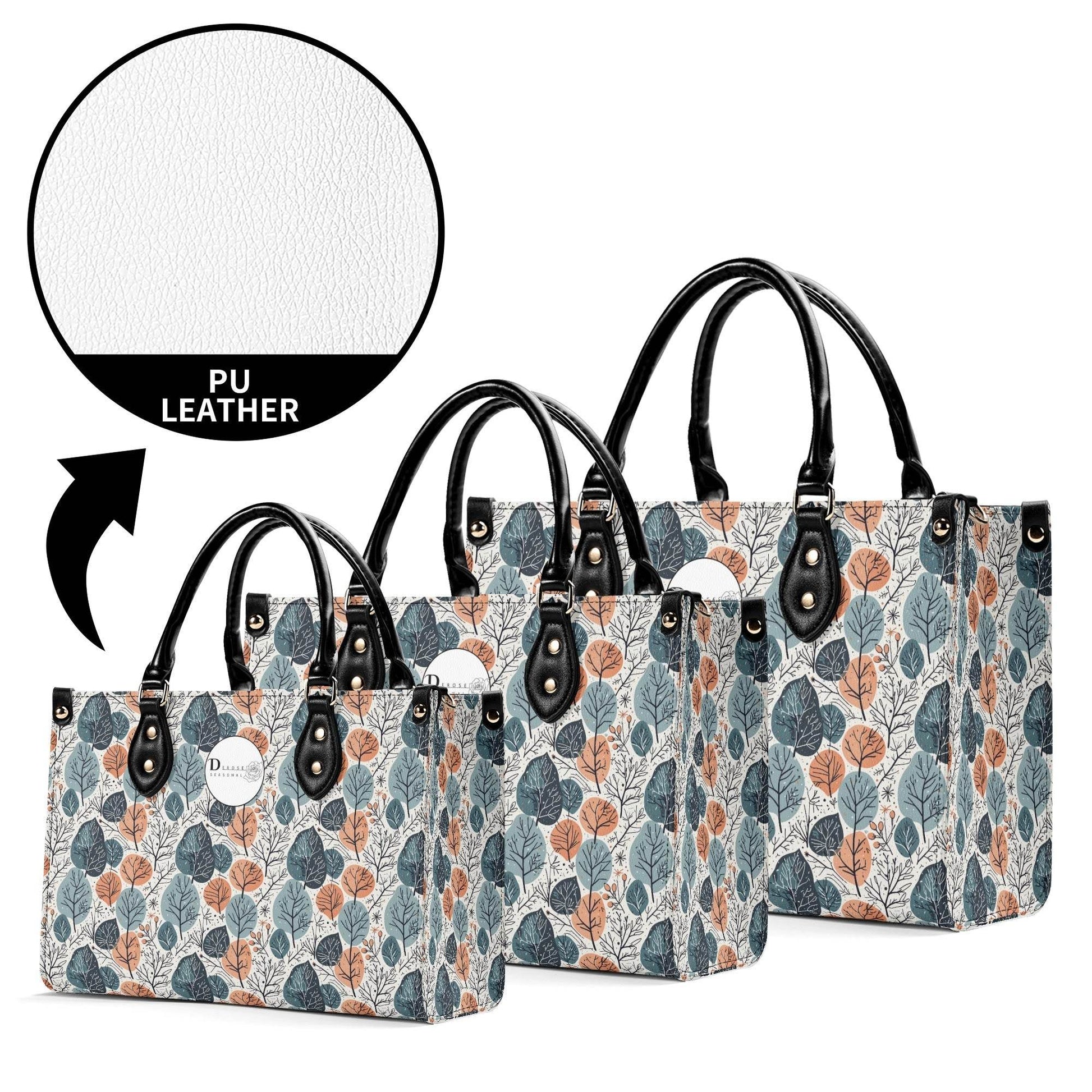 Freezing Leaves Luxury Women Leather Handbag (3 sizes) - DeRose Seasonal