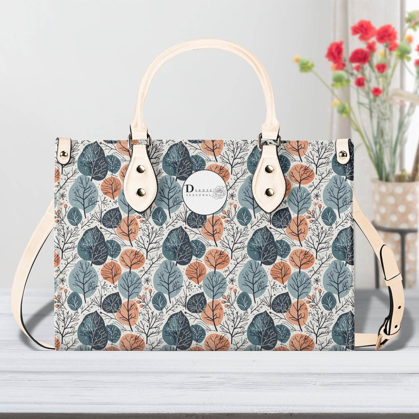 Freezing Leaves Luxury Women Leather Handbag (3 sizes) - DeRose Seasonal