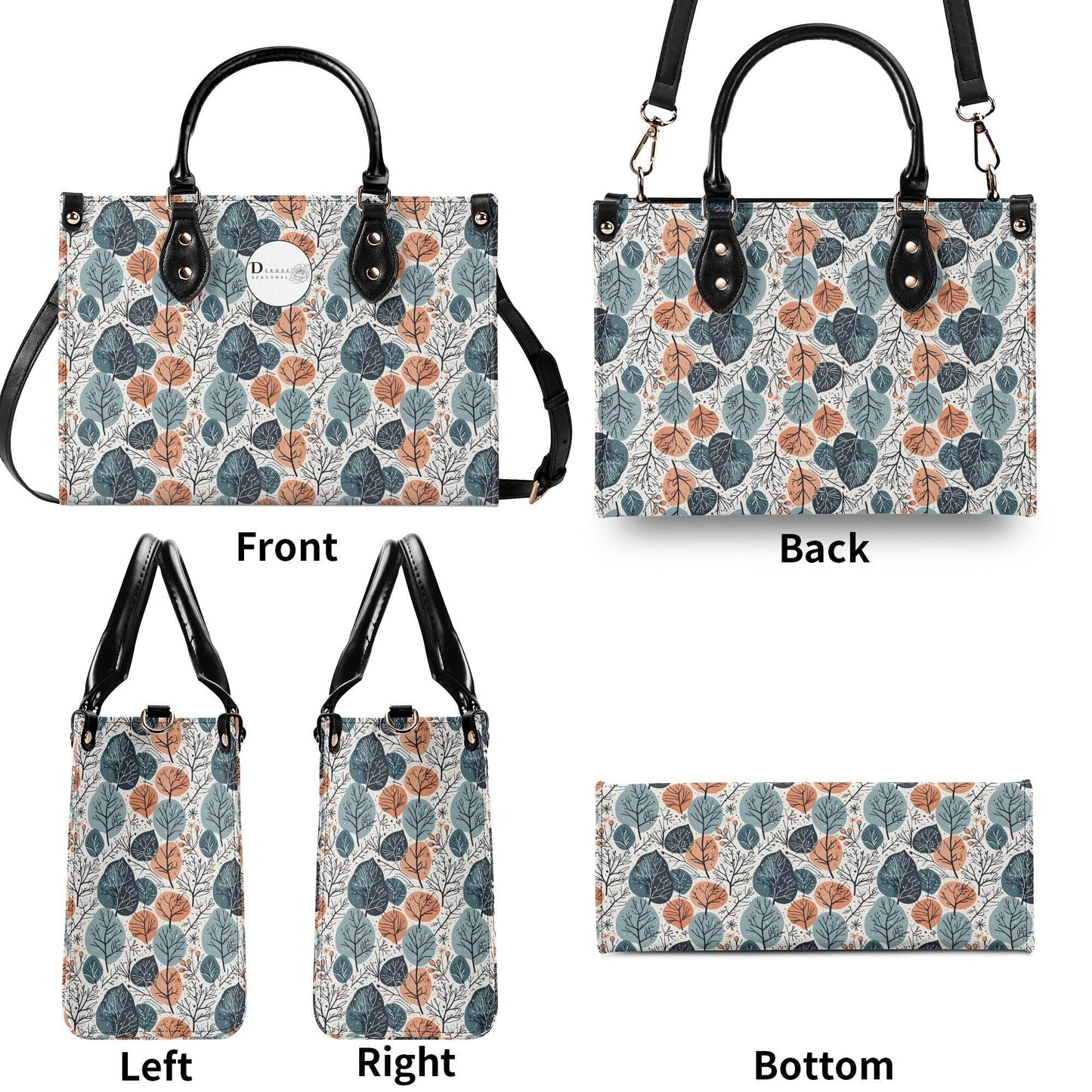 Freezing Leaves Luxury Women Leather Handbag (3 sizes) - DeRose Seasonal