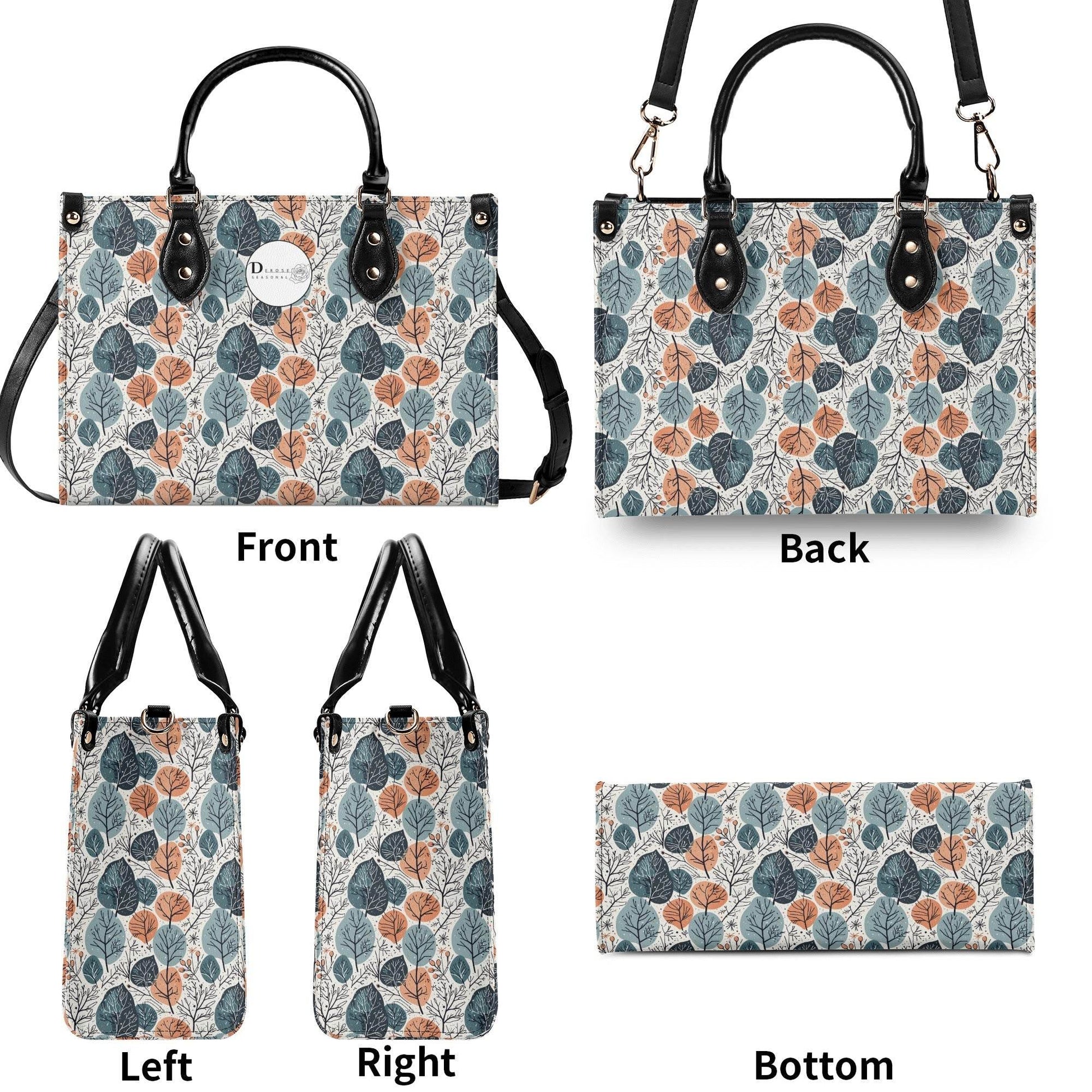 Freezing Leaves Luxury Women Leather Handbag (3 sizes) - DeRose Seasonal