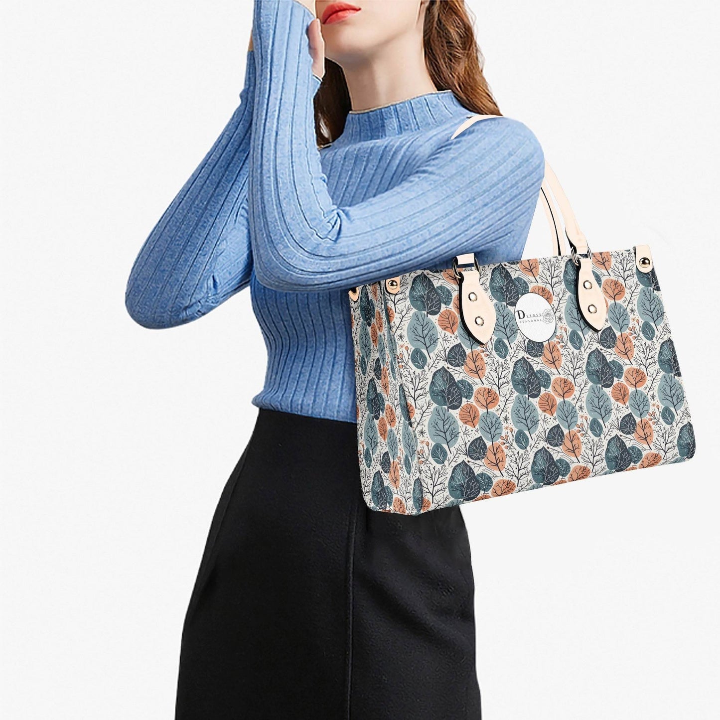 Freezing Leaves Luxury Women Leather Handbag (3 sizes) - DeRose Seasonal
