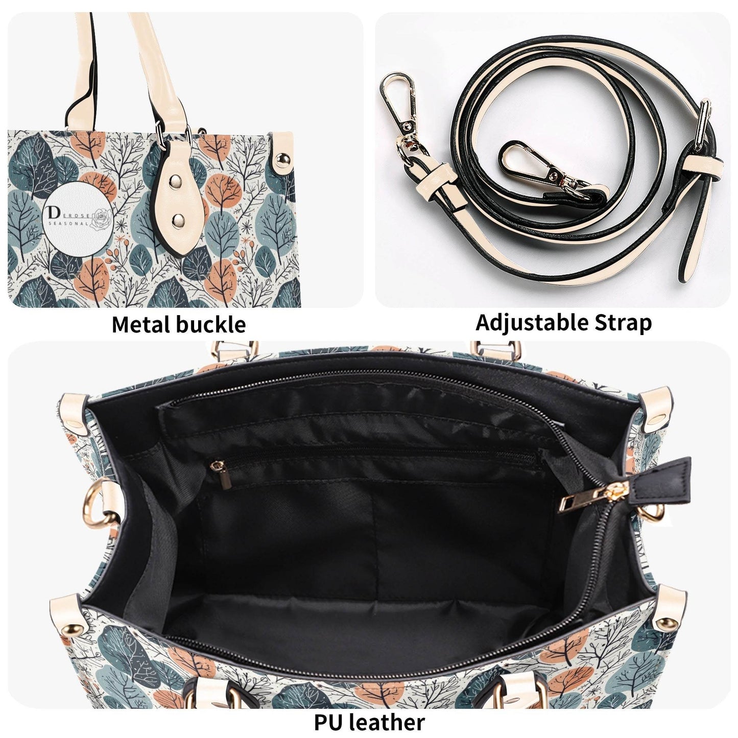 Freezing Leaves Luxury Women Leather Handbag (3 sizes) - DeRose Seasonal