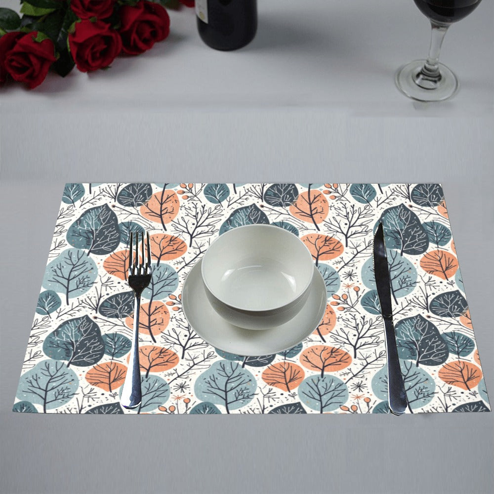 Freezing Leaves Table Placemat (set of 6) Placemats 12" x 18" (Set of 6) DeRose Seasonal