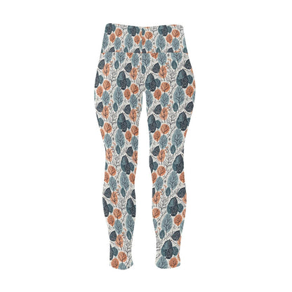 Freezing Leaves Women's Plus Size High Waited Leggings Women's High Waist Leggings(Plus Size)(ModelL45) - DeRose Seasonal