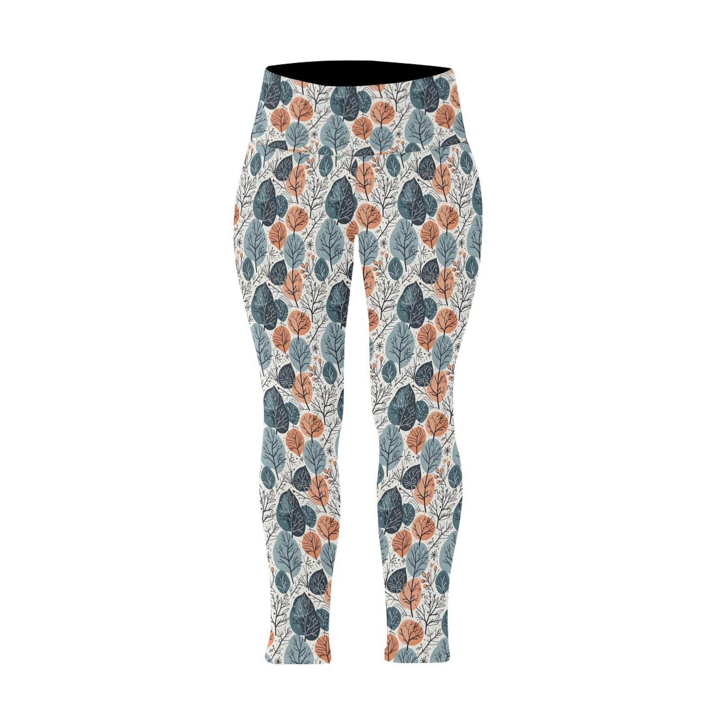 Freezing Leaves Women's Plus Size High Waited Leggings Women's High Waist Leggings(Plus Size)(ModelL45) - DeRose Seasonal
