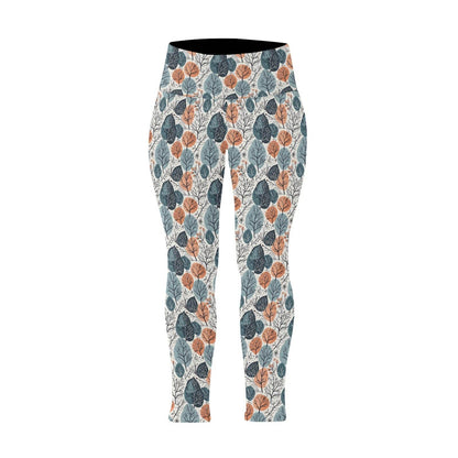 Freezing Leaves Women's Plus Size High Waited Leggings Women's High Waist Leggings(Plus Size)(ModelL45) - DeRose Seasonal