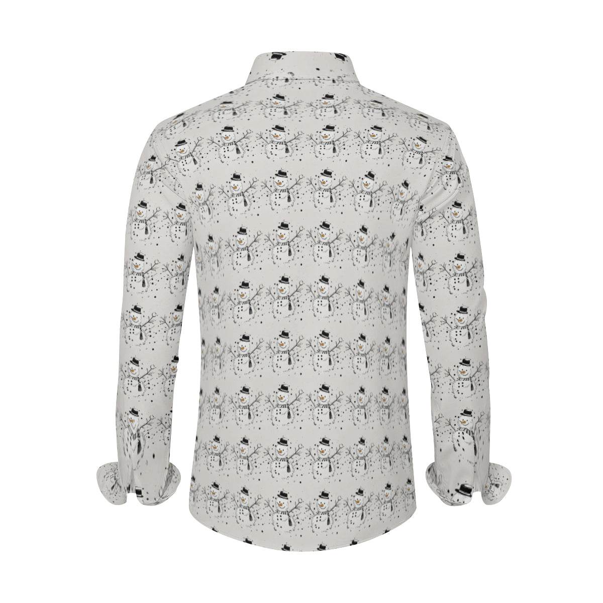 Frosty the Snowman Men's Classic Long-Sleeved Button up Polyester Dress Shirt - DeRose Seasonal