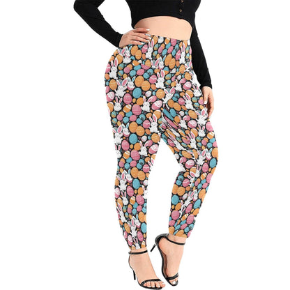 Fun Bunny Women's Plus Size High Waited Leggings Women's High Waist Leggings(Plus Size)(ModelL45) - DeRose Seasonal