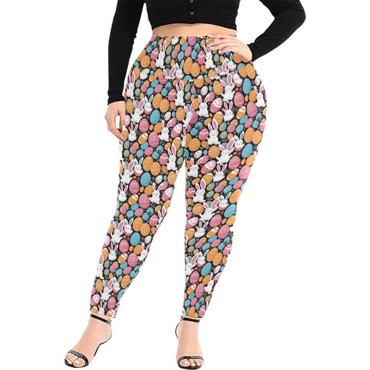 Fun Bunny Women's Plus Size High Waited Leggings Women's High Waist Leggings(Plus Size)(ModelL45) - DeRose Seasonal