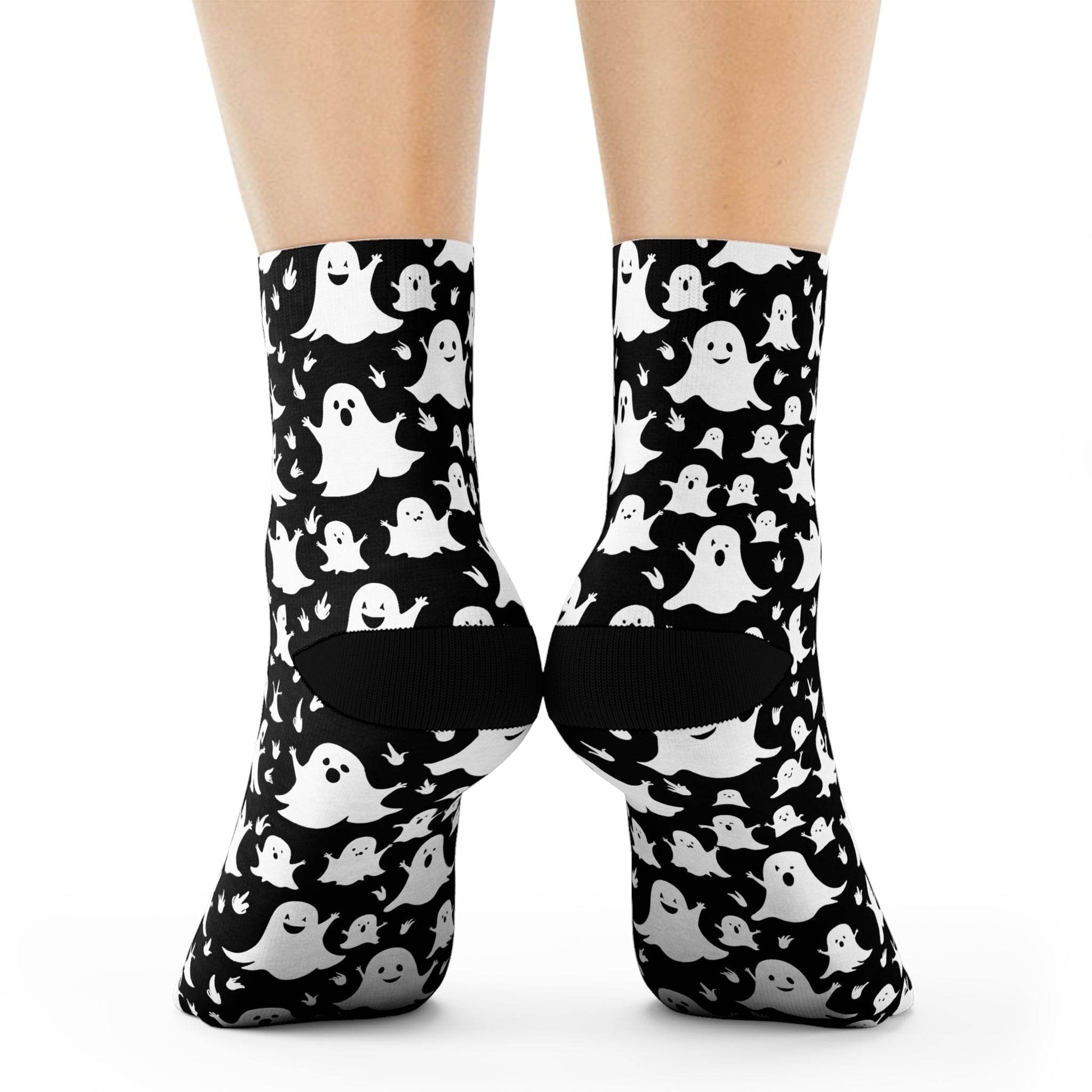 Spooky Ghost Polyester Halloween Crew Socks 3 sizes - DeRose Seasonal