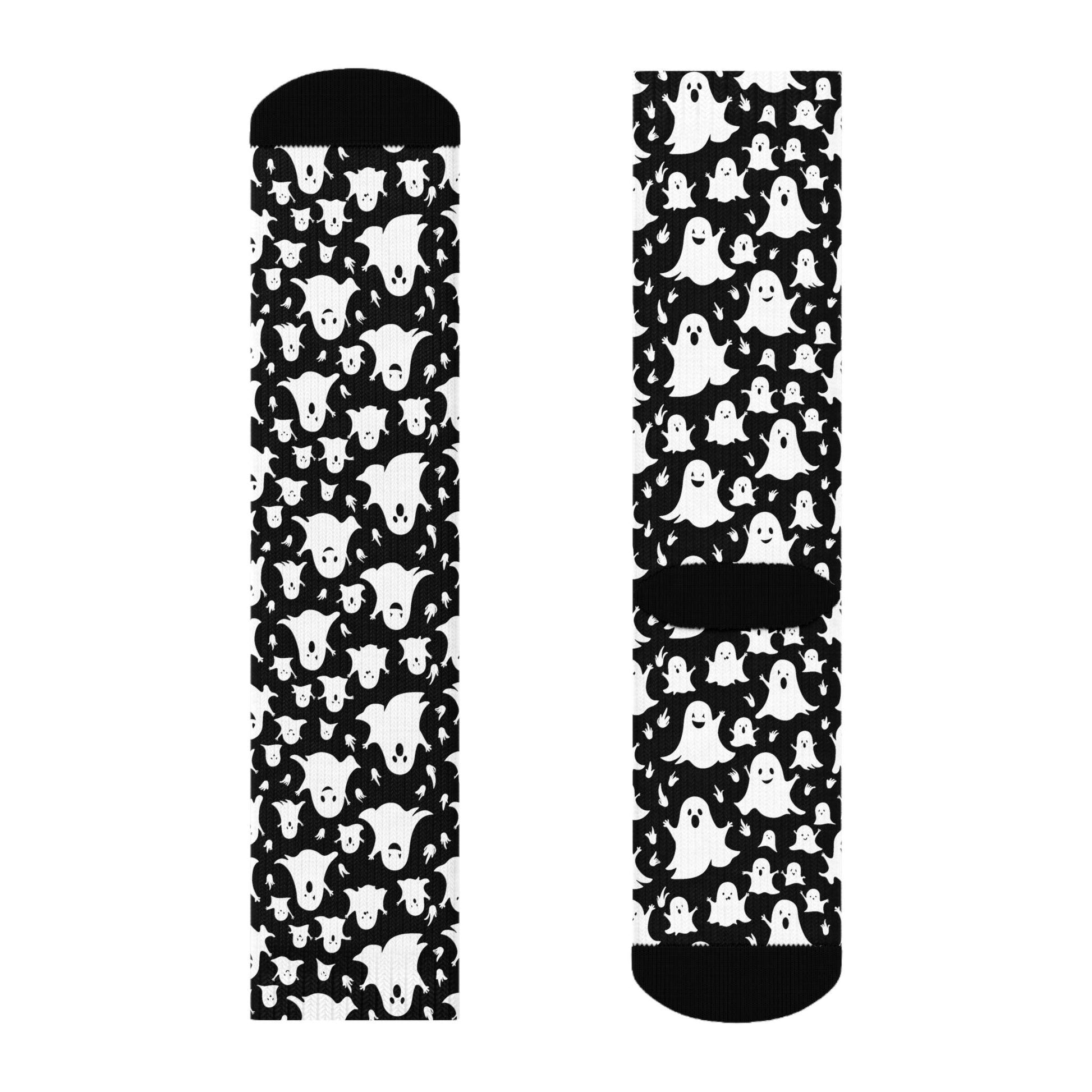 Spooky Ghost Polyester Halloween Crew Socks 3 sizes - DeRose Seasonal