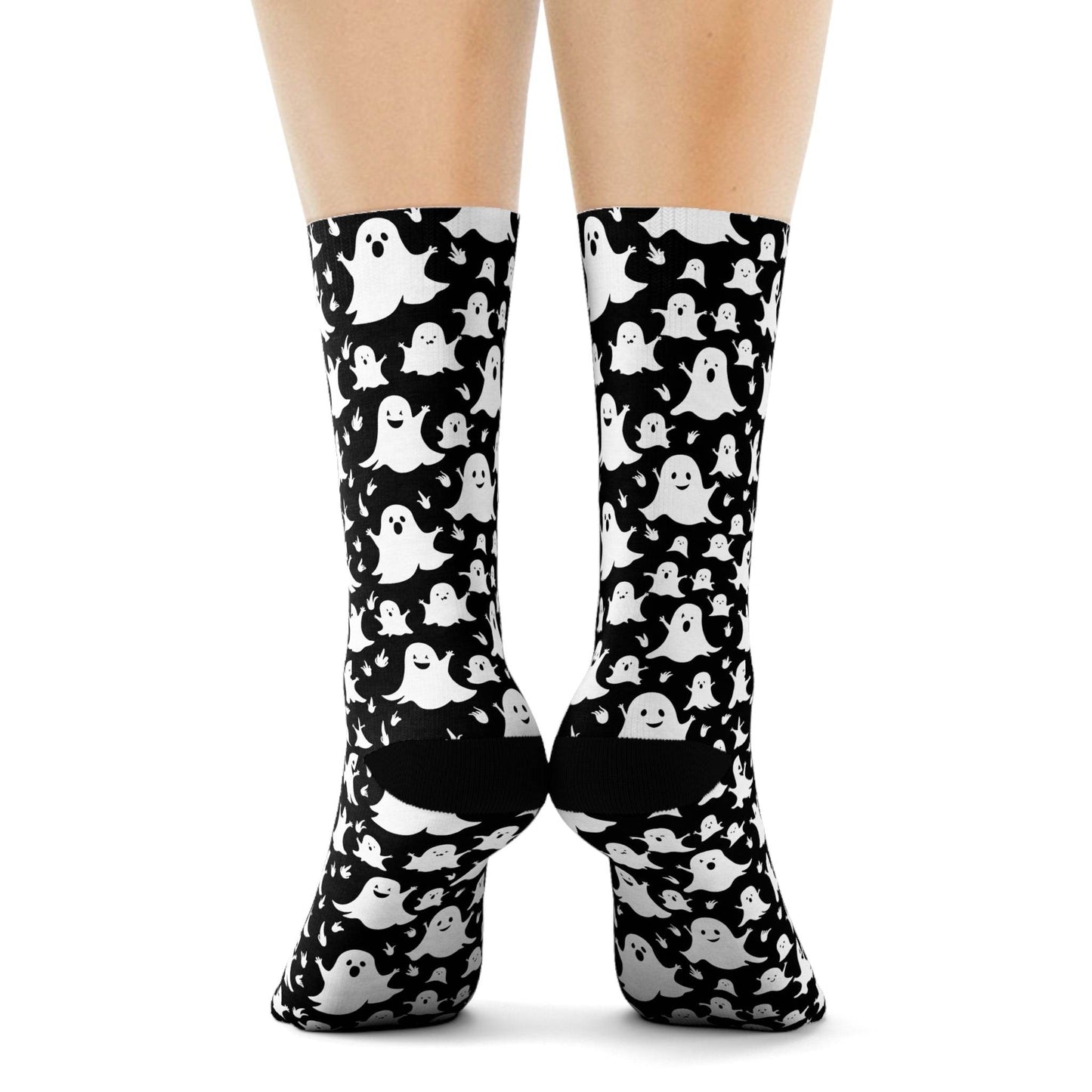 Spooky Ghost Polyester Halloween Crew Socks 3 sizes - DeRose Seasonal