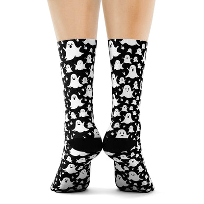 Spooky Ghost Polyester Halloween Crew Socks 3 sizes - DeRose Seasonal