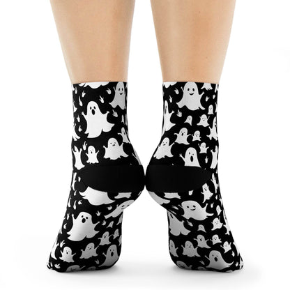 Spooky Ghost Polyester Halloween Crew Socks 3 sizes - DeRose Seasonal