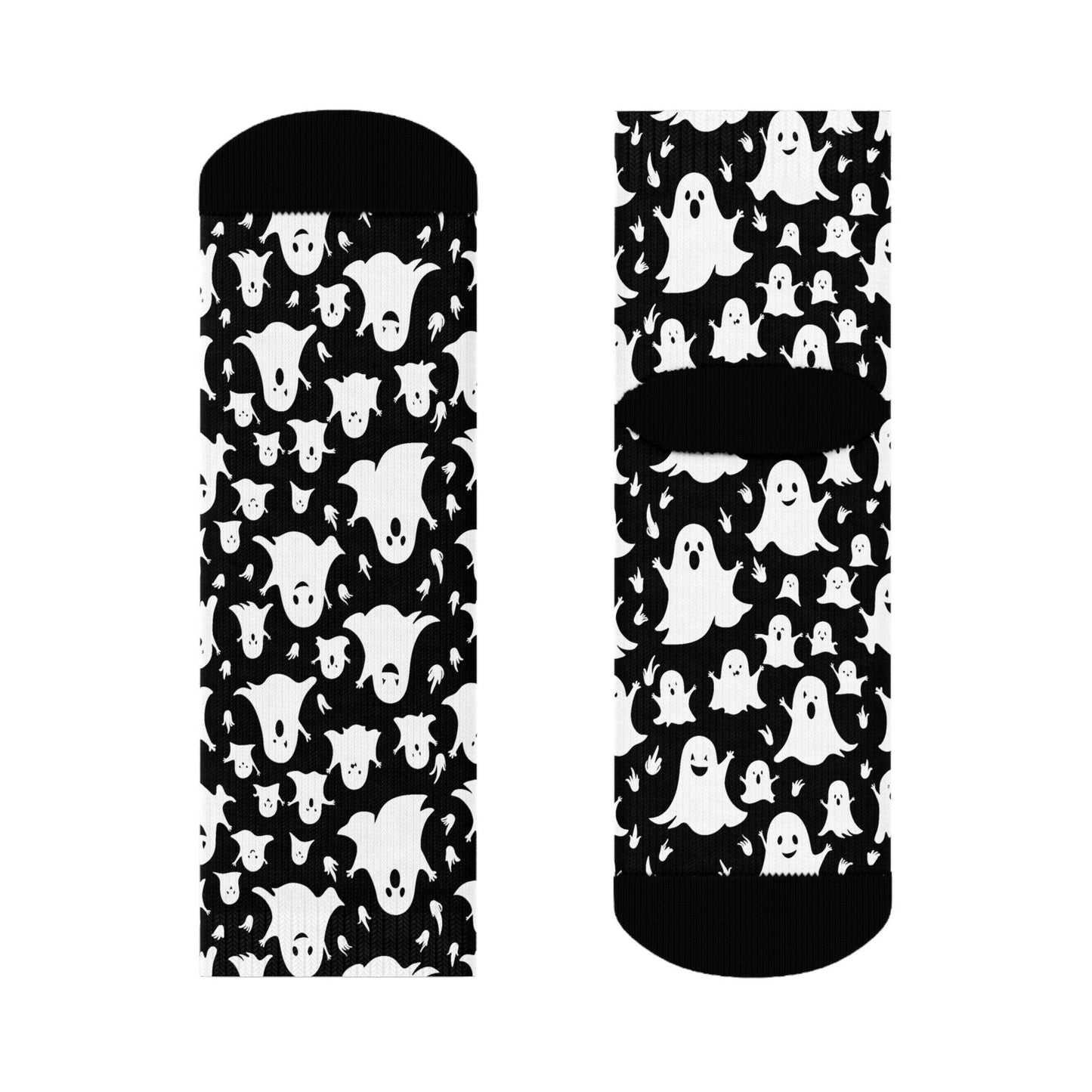Spooky Ghost Polyester Halloween Crew Socks 3 sizes - DeRose Seasonal