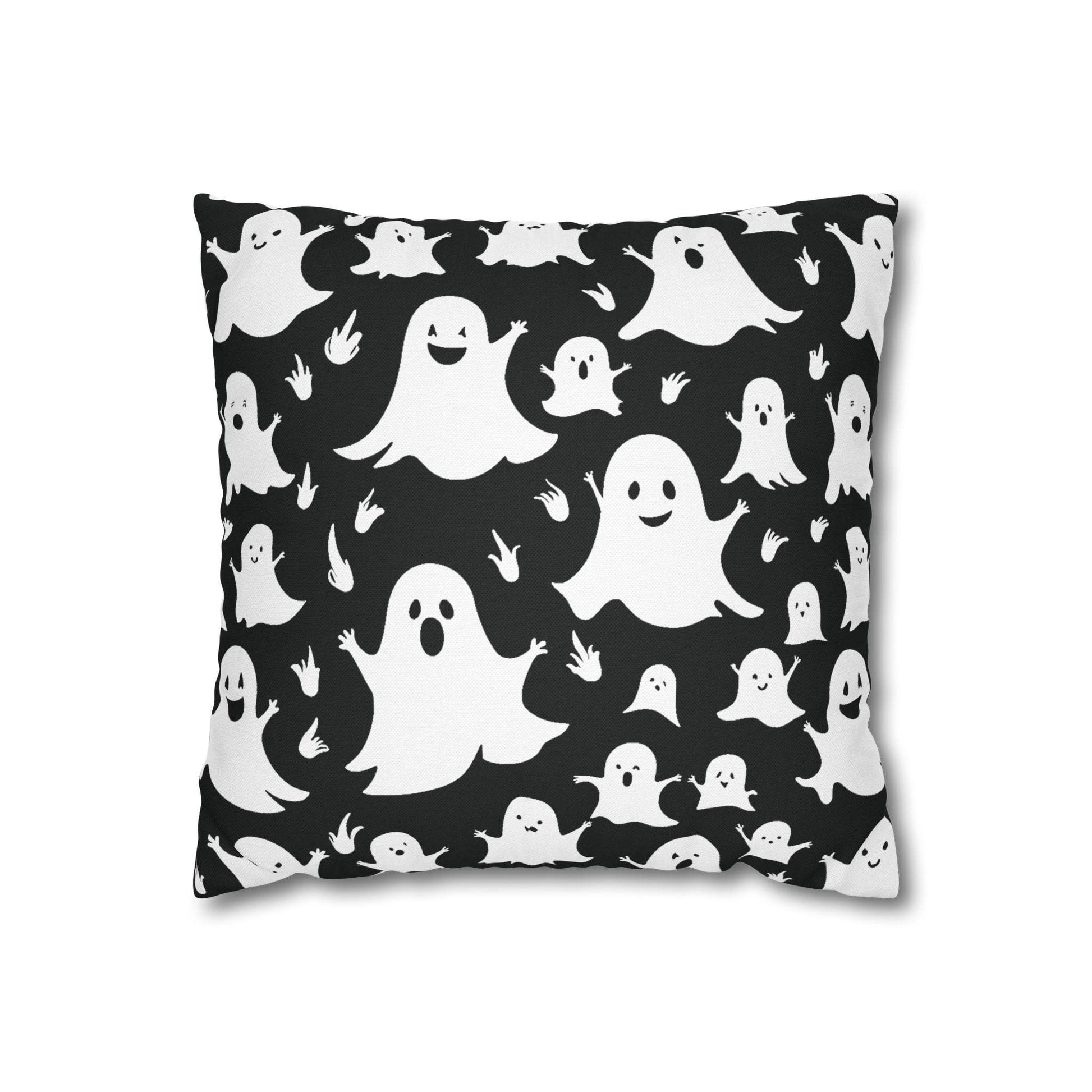 Spooky Ghost Spun Polyester Square Pillowcase - DeRose Seasonal