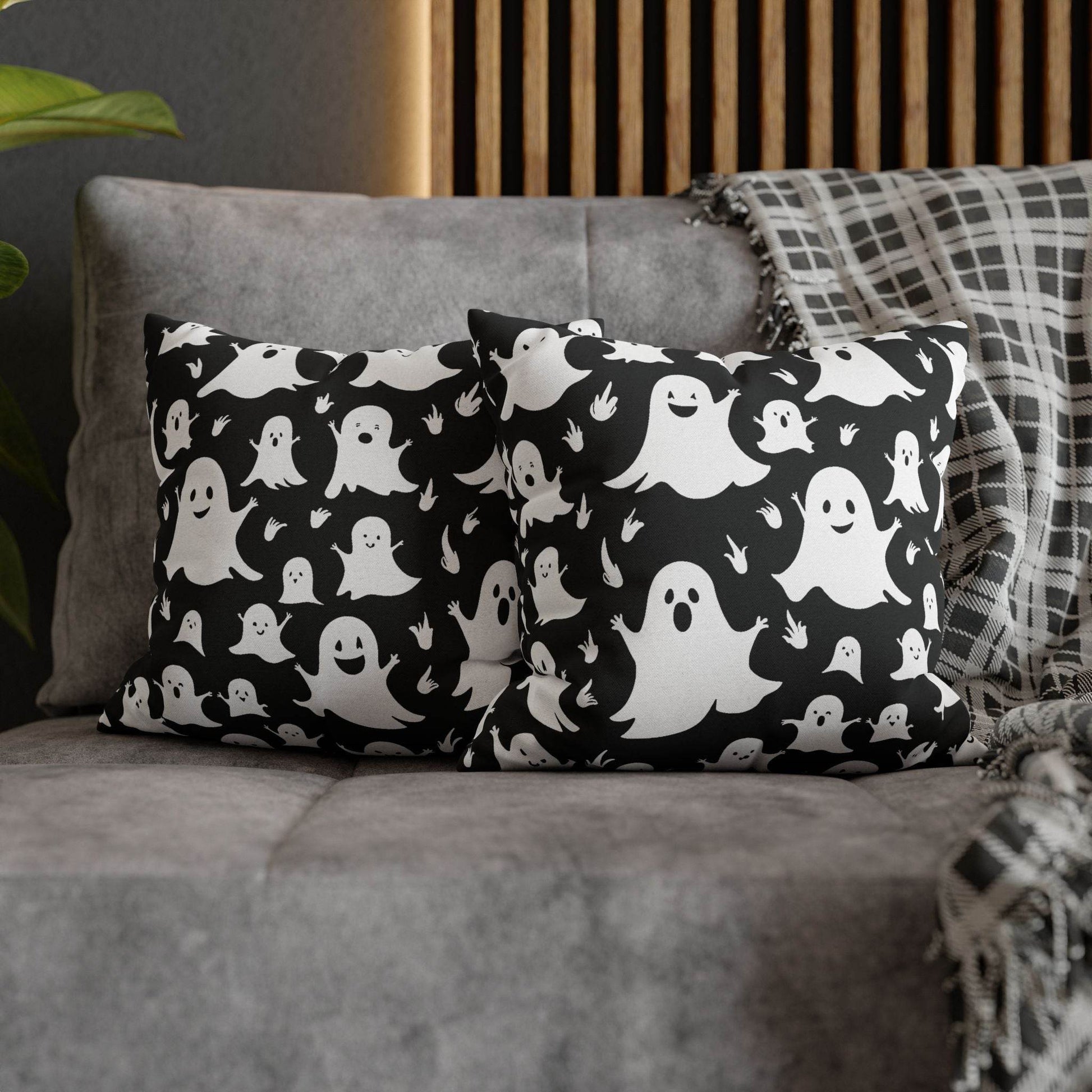 Spooky Ghost Spun Polyester Square Pillowcase - DeRose Seasonal