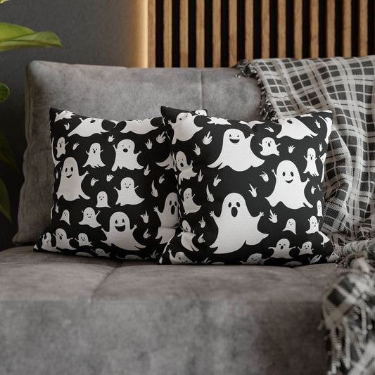 Spooky Ghost Spun Polyester Square Pillowcase - DeRose Seasonal